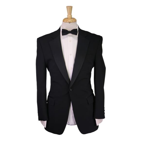 Jos A Bank Black 1-Btn Notch Lapel Tuxedo Formal Blazer Jacket 38R